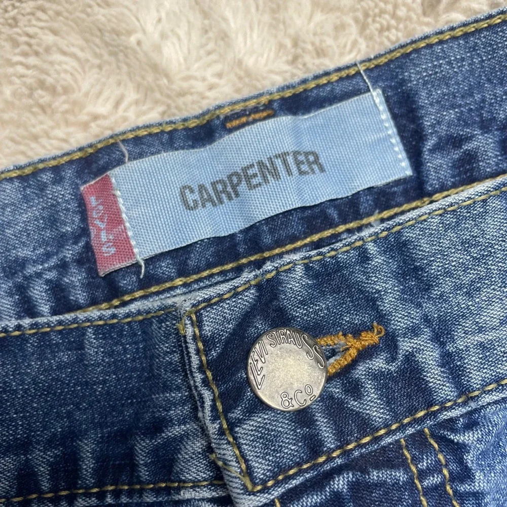 Levis Mens Carpenter Jeans Medium Wash Blue Cotton Workwear Baggy Y2K 36x32